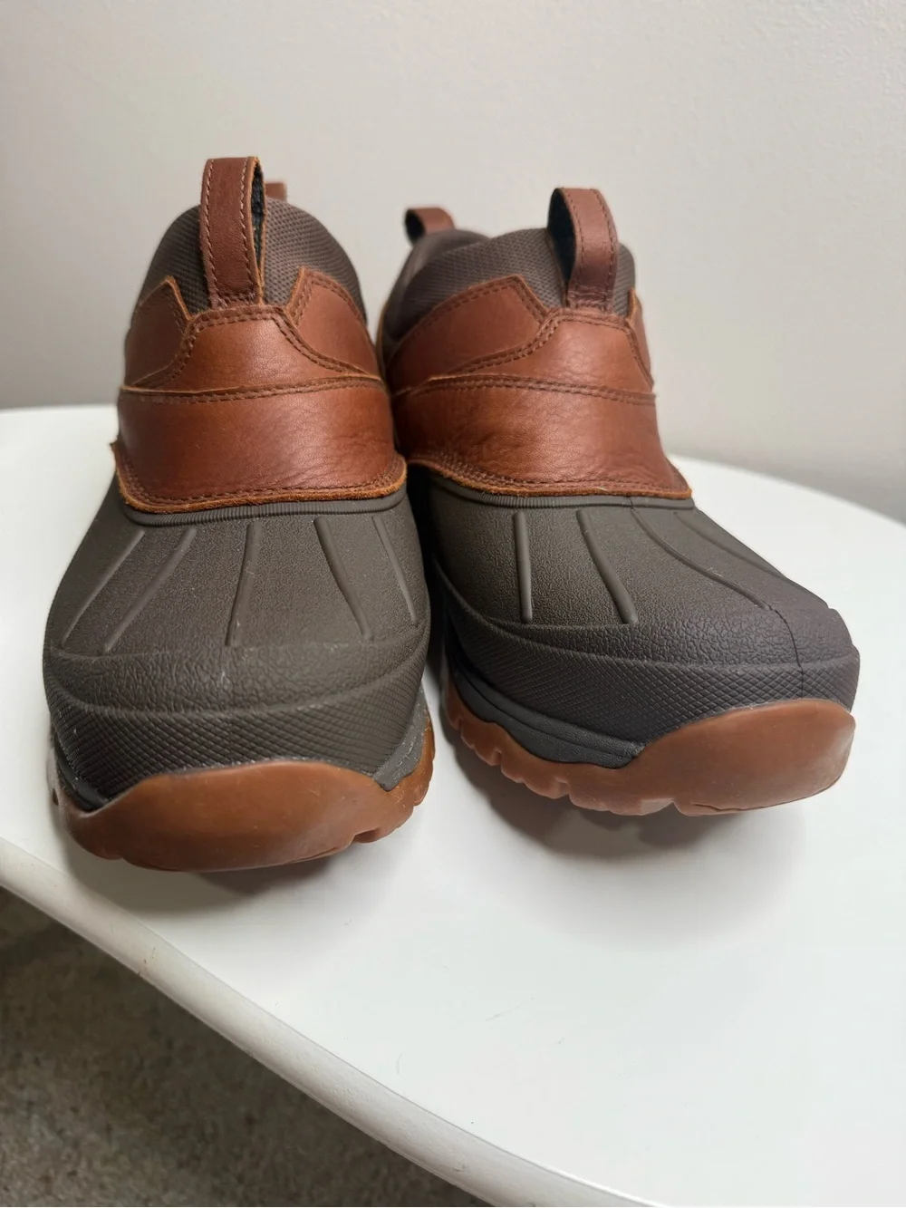 L.L. Bean Brown and Dark Gray Waterproof Slip-On Storm Chaser Boots